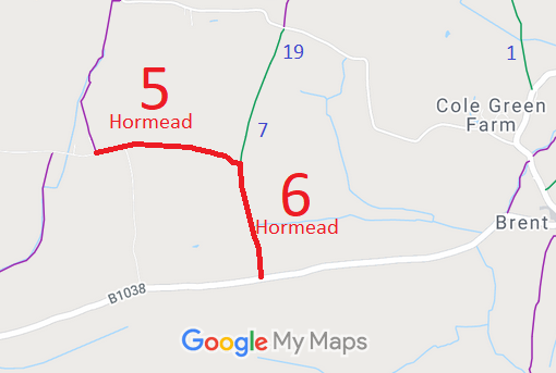Map showing Hormead 5 and 6