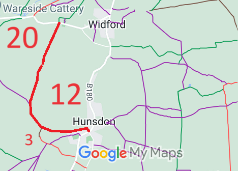 Map showing Hunsdon 12