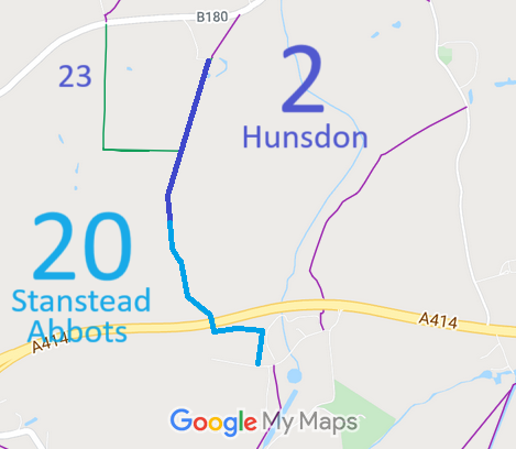 Map showing Hunsdon 2