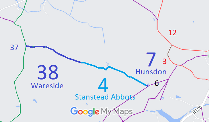 Map showing Hunsdon 7