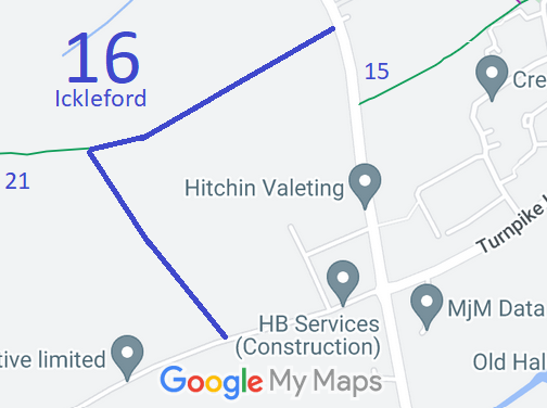 Map showing Ickleford paths