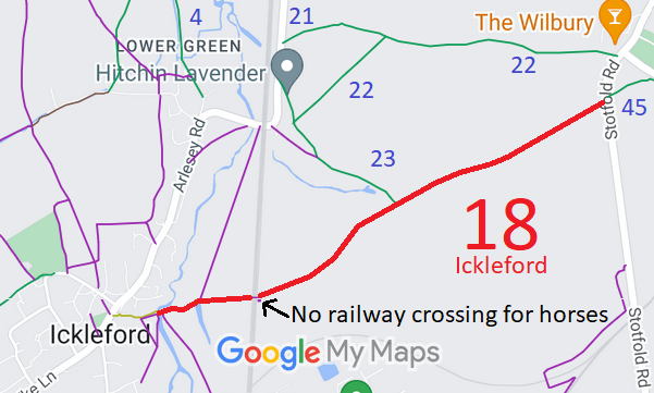 Map showing Ickleford paths