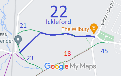 Map showing Ickleford paths