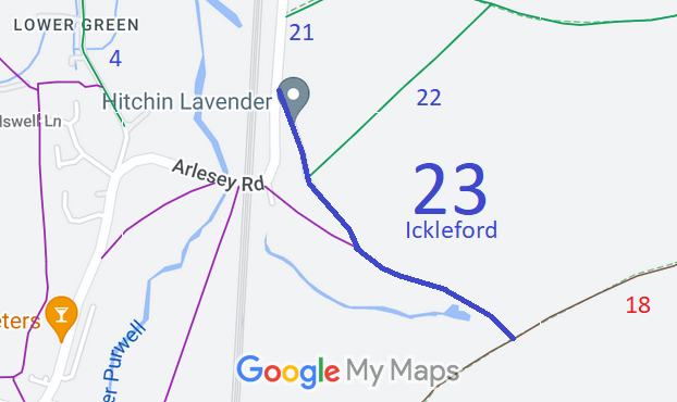 Map showing Ickleford paths
