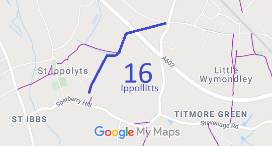 Map showing Ippollitts 16 BW