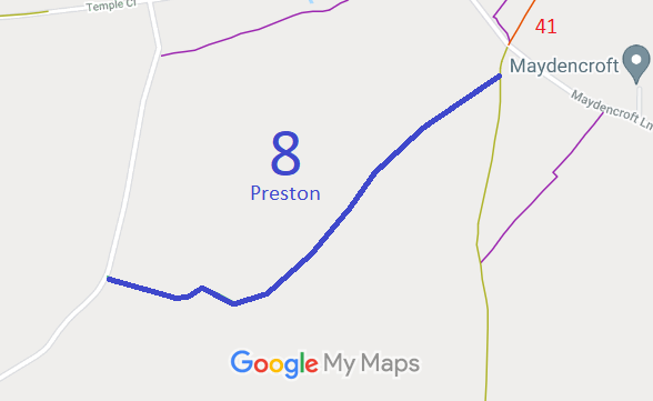 Map showing recorded Ippollitts and Preston paths