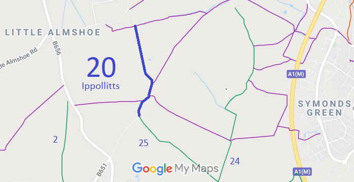Map showing Ippollitts 20 BW