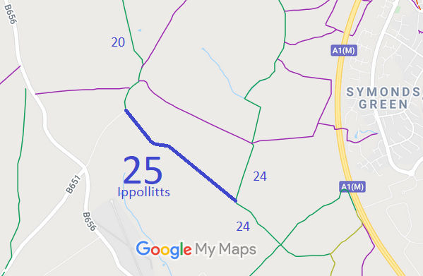 Map showing Ippollitts 25 BW