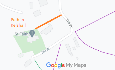 Map showing old route in Kelshall