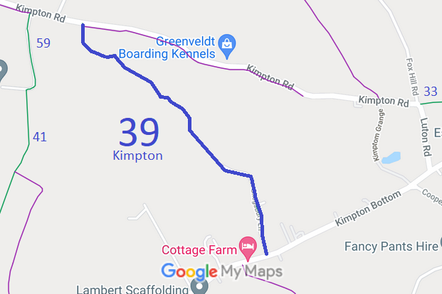 Map showing recorded Kimpton paths