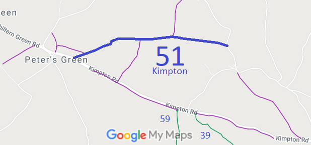 Map showing recorded Kimpton and Wheathampstead paths