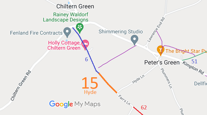 Map showing recorded Hertfordshire paths