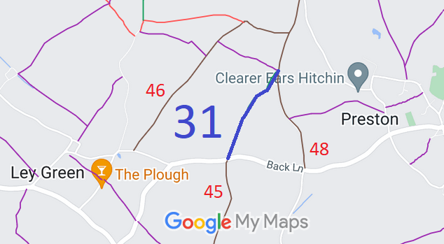 Map showing recorded Kings Walden paths