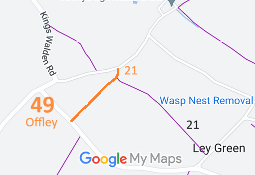 Map showing recorded Kins Walden paths