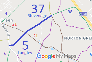 Map showing Langley 5 bridleway