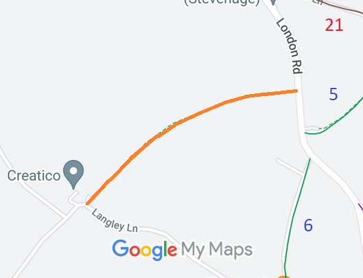 Map showing recorded Langley paths