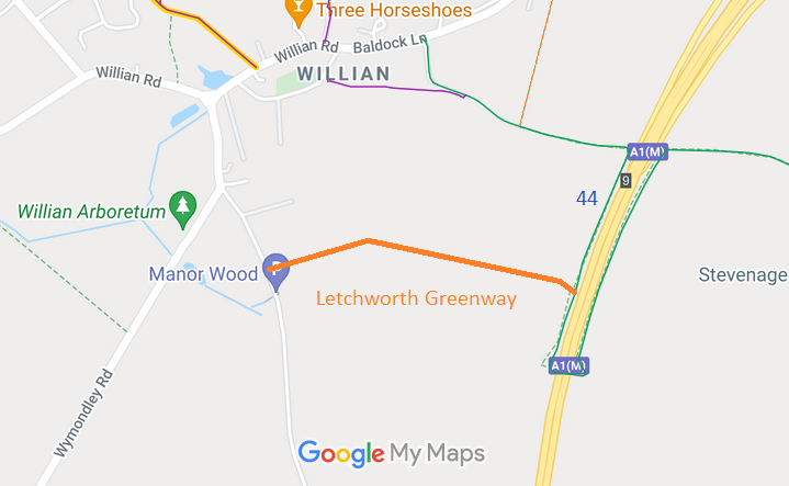 Map showing recorded Letchworth paths