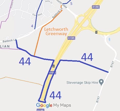 Map showing Letchworth 44 bridleway