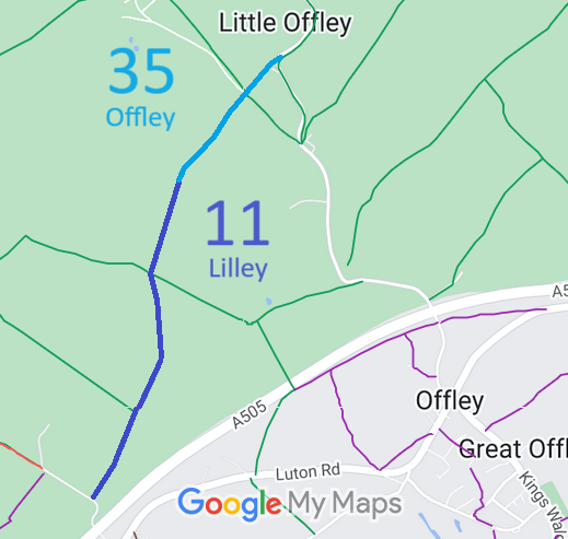 Map showing recorded Lilley paths