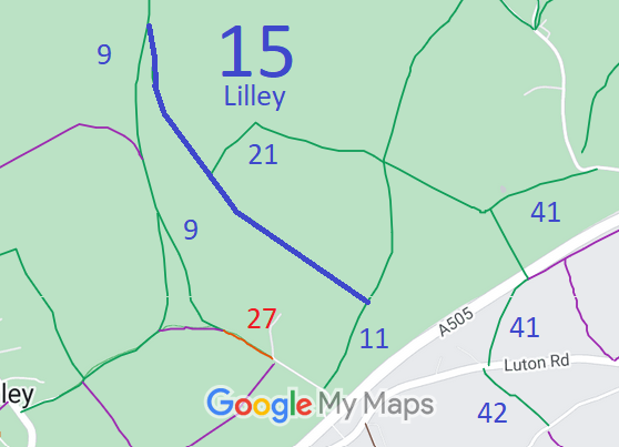 Map showing recorded Lilley paths