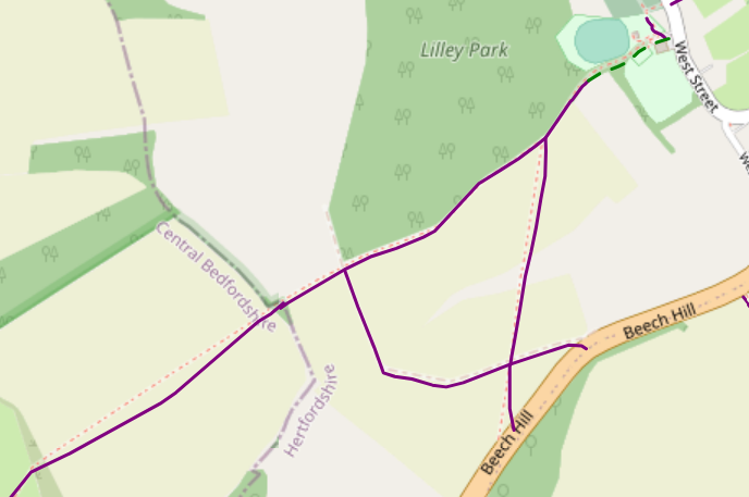 Map showing recorded paths