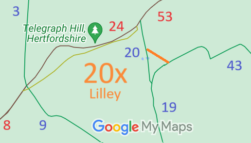 Map showing recorded Lilley paths