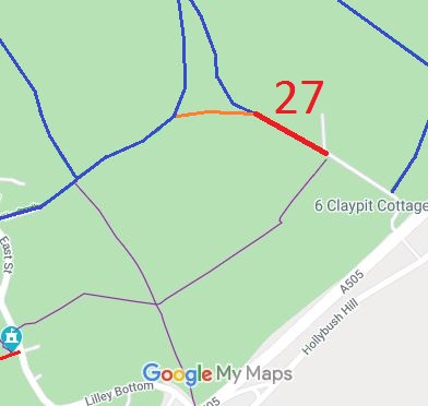 Map showing Lilley 27 restricted byway