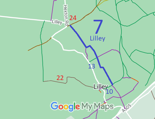 Map showing recorded Lilley paths