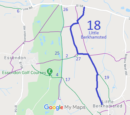 Map showing Little Berkhamsted 18 bridleway