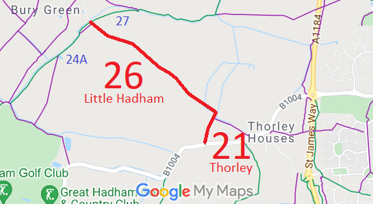Map showing Little Hadham 26
