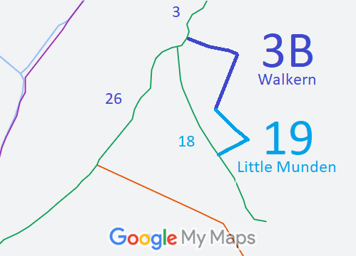 Map showing Walkern 3b and Little Munden 19 Bridleway