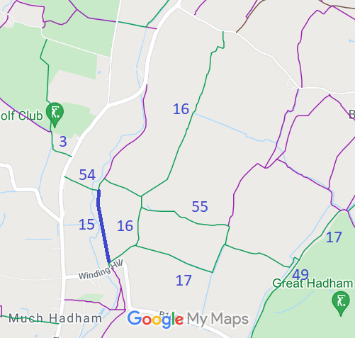Map showing recorded Much Hadham paths
