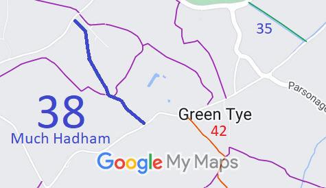 Map showing recorded Much Hadham paths