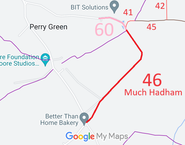 Map showing recorded Much Hadham paths