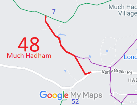 Map showing recorded Much Hadham paths