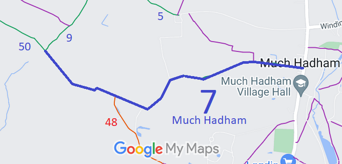 Map showing recorded Much Hadham paths