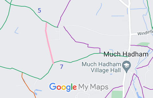 Map showing recorded Much Hadham paths