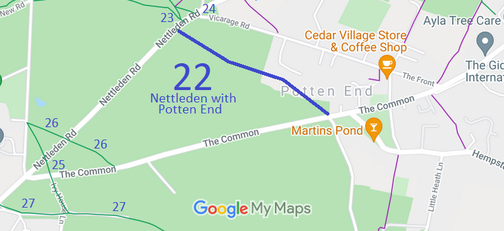 Map showing Nettleden with Potten End 22