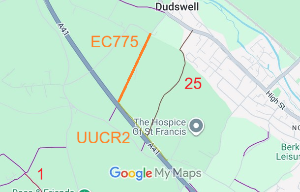 Map showing recorded Hertfordshire paths