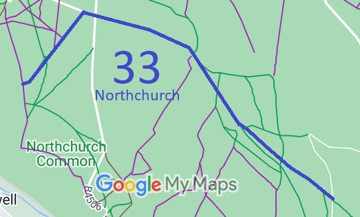 Map showing Northchurch 33 bridleway