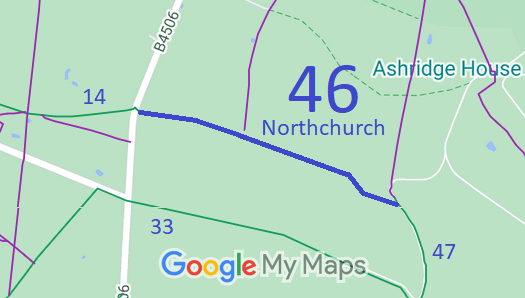 Map showing Northchurch 46 bridleway