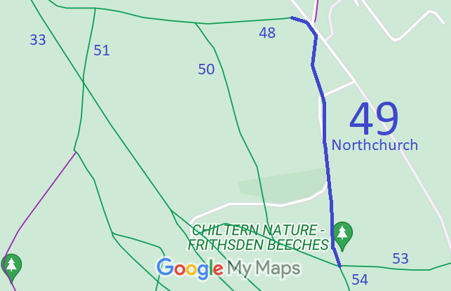 Map showing Northchurch 49 bridleway