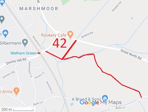 Map showing North Mymms 42