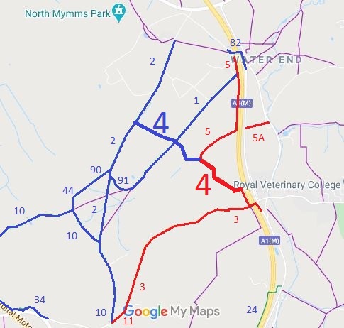 Map showing North Mymms 4