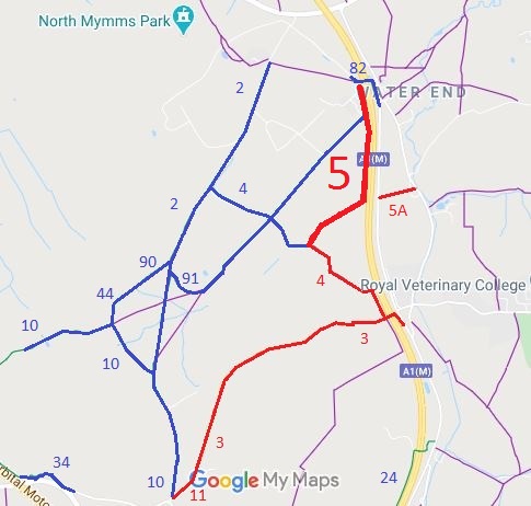 Map showing North Mymms 5