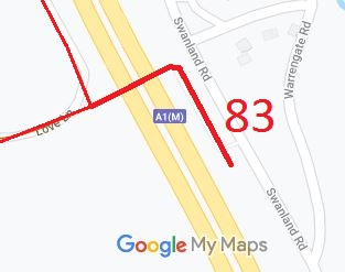 Map showing North Mymms 83