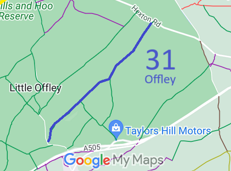 Map of recorded paths in Offley