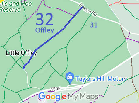 Map of recorded paths in Offley