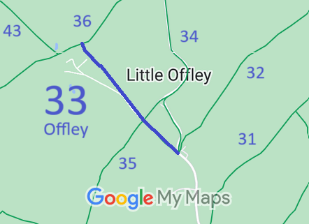 Map of recorded paths in Offley