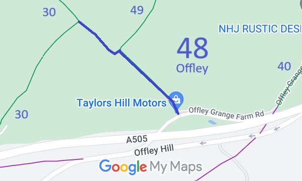Map of recorded paths in Offley